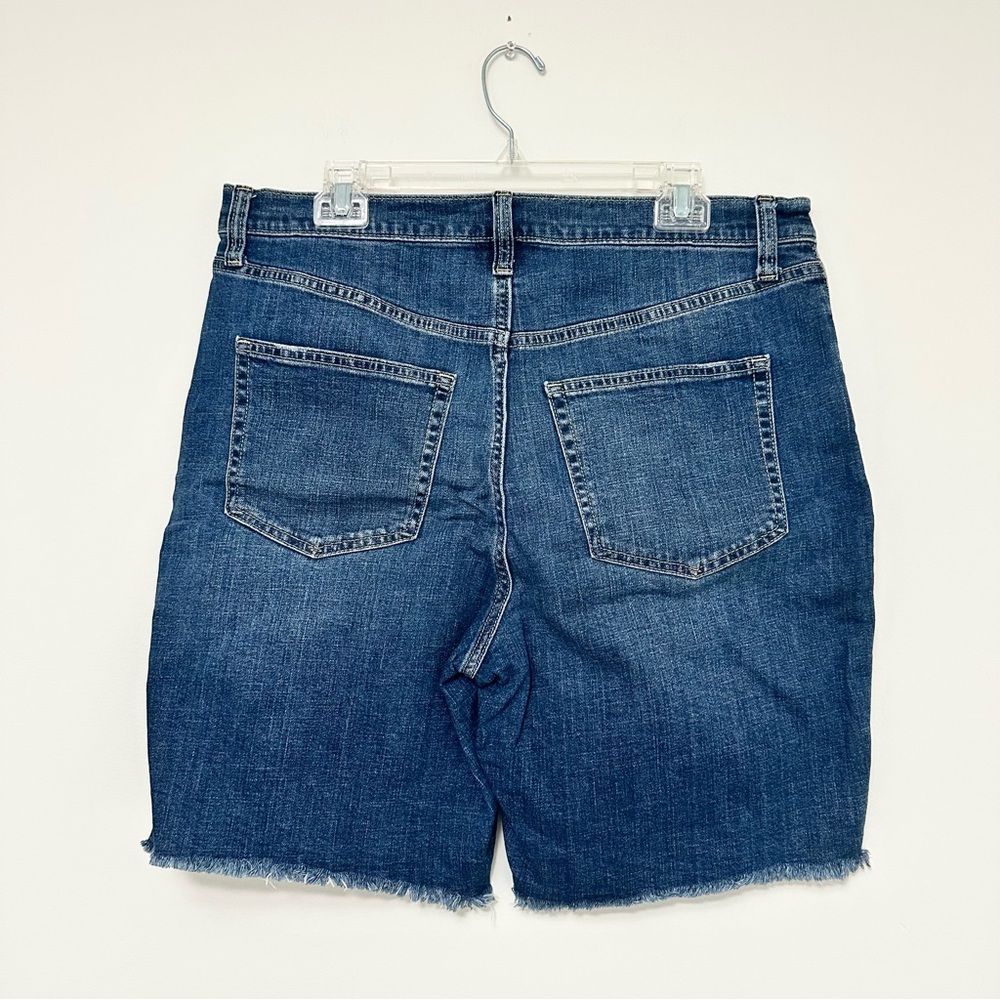 GAP High Rise Cutoff Denim Bermuda Shorts - Indigo High Waist Women's Size 14 - Picture 2 of 7